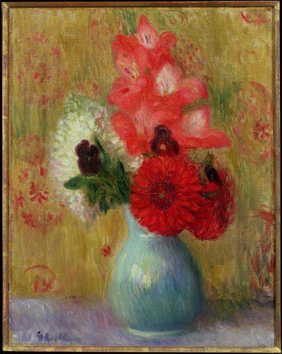 Blumenarrangement in grüner Vase von William James Glackens